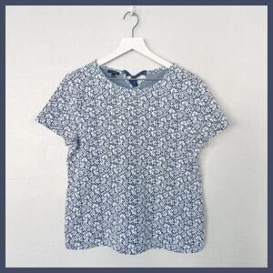 Talbots Blue Textured Floral Top Large